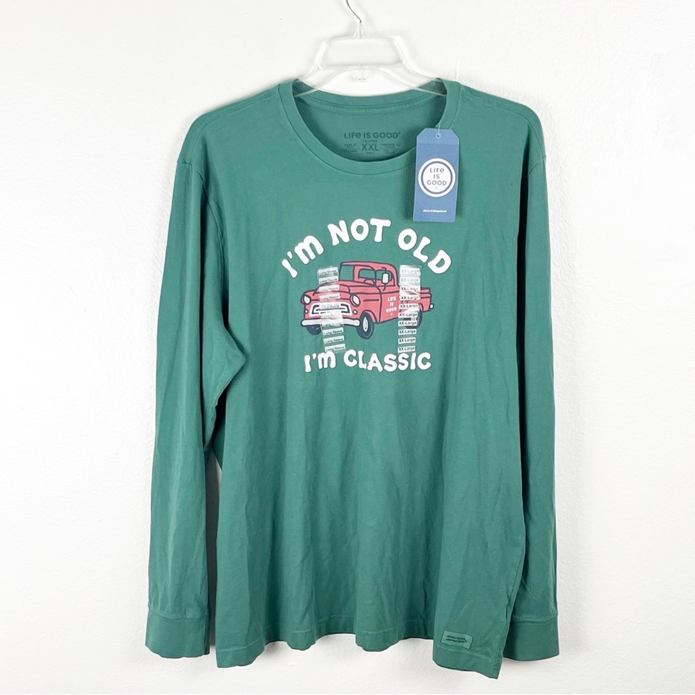 LIFE IS GOOD Green I’m Not Old I’m Classic Graphic Long Sleeves Tee, Size XXL